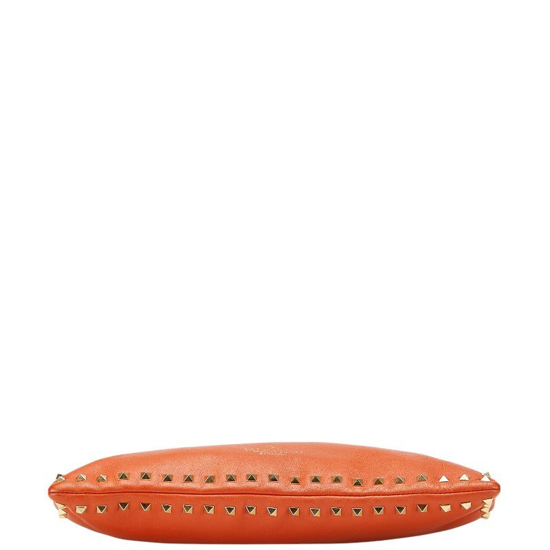 Valentino Clutch Bag Second Bag Rockstuds Leather Orange Authentic