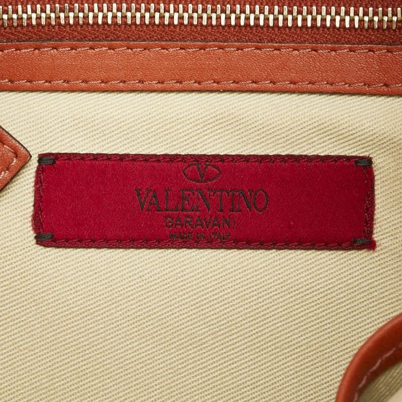Valentino Clutch Bag Second Bag Rockstuds Leather Orange Authentic