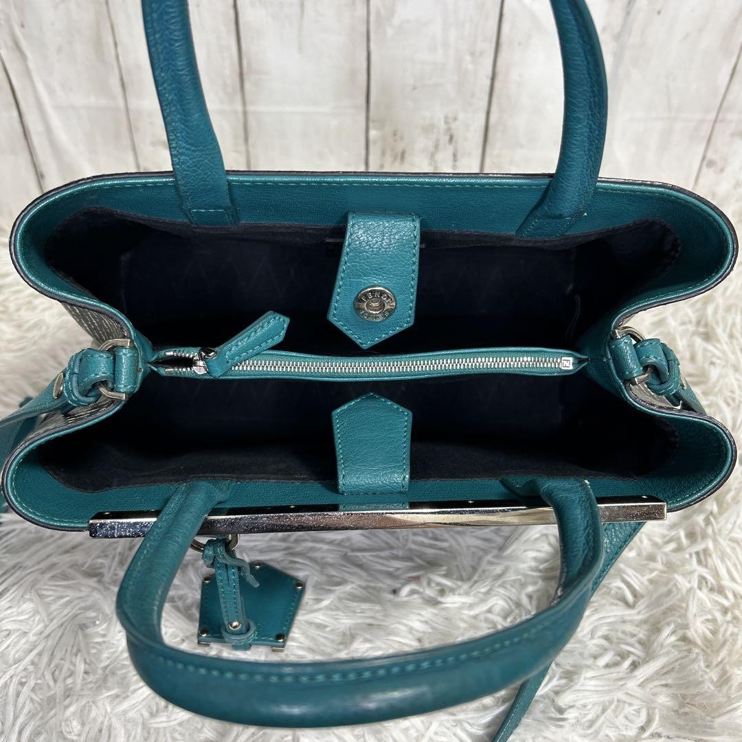 FENDI Shoulder Bag Purse 2Jours Green Blue Authentic