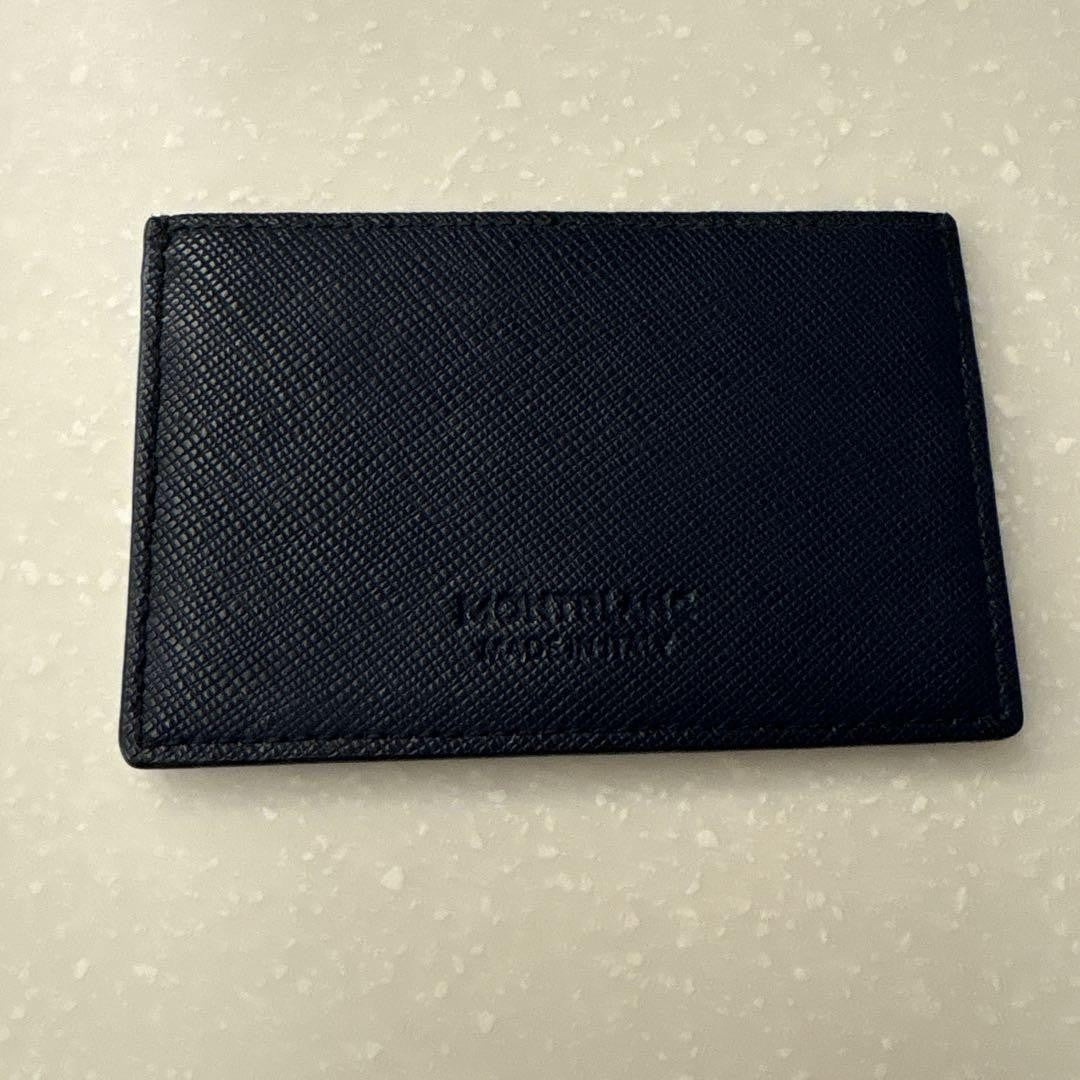 Montblanc Card Case Holder Wallet Compact Purse Leather Navy Authentic