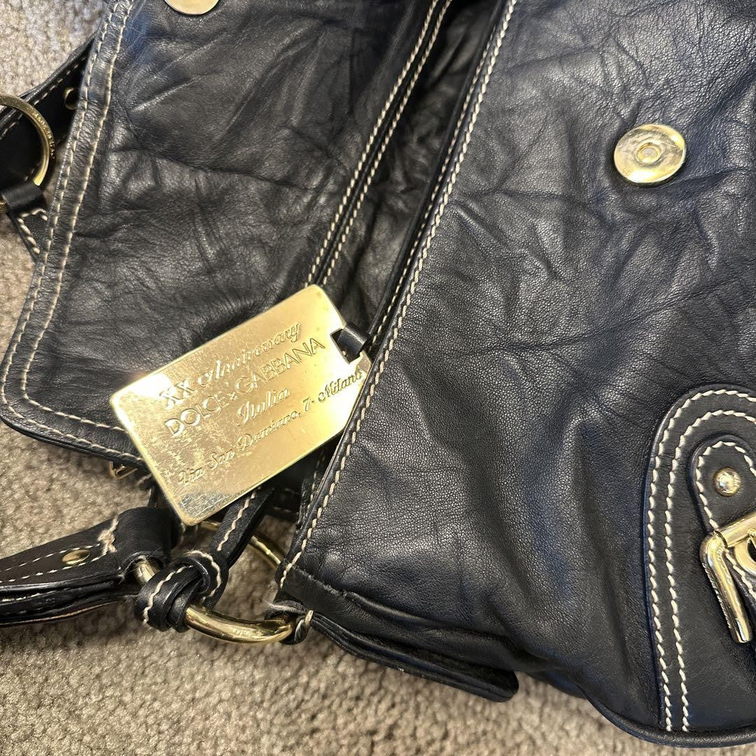 Dolce & Gabbana Hand Bag Tote Purse Leather Black Authentic