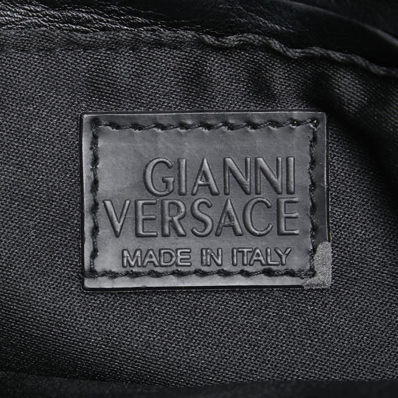 VERSACE Hand Bag Tote Purse Medusa Leather Black Authentic