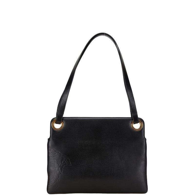 VERSACE Hand Bag Tote Purse Medusa Leather Black Authentic