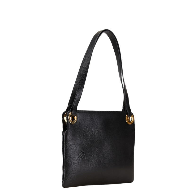 VERSACE Hand Bag Tote Purse Medusa Leather Black Authentic