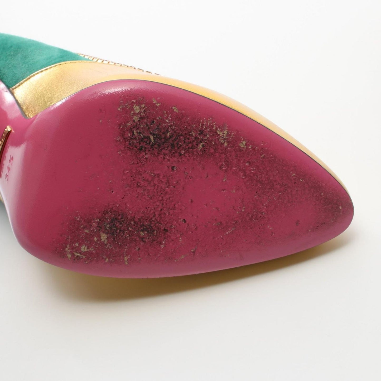 GUCCI Shoes Pumps Heel EU 34.5 US 4.5 Leather Suede Multicolor Authentic