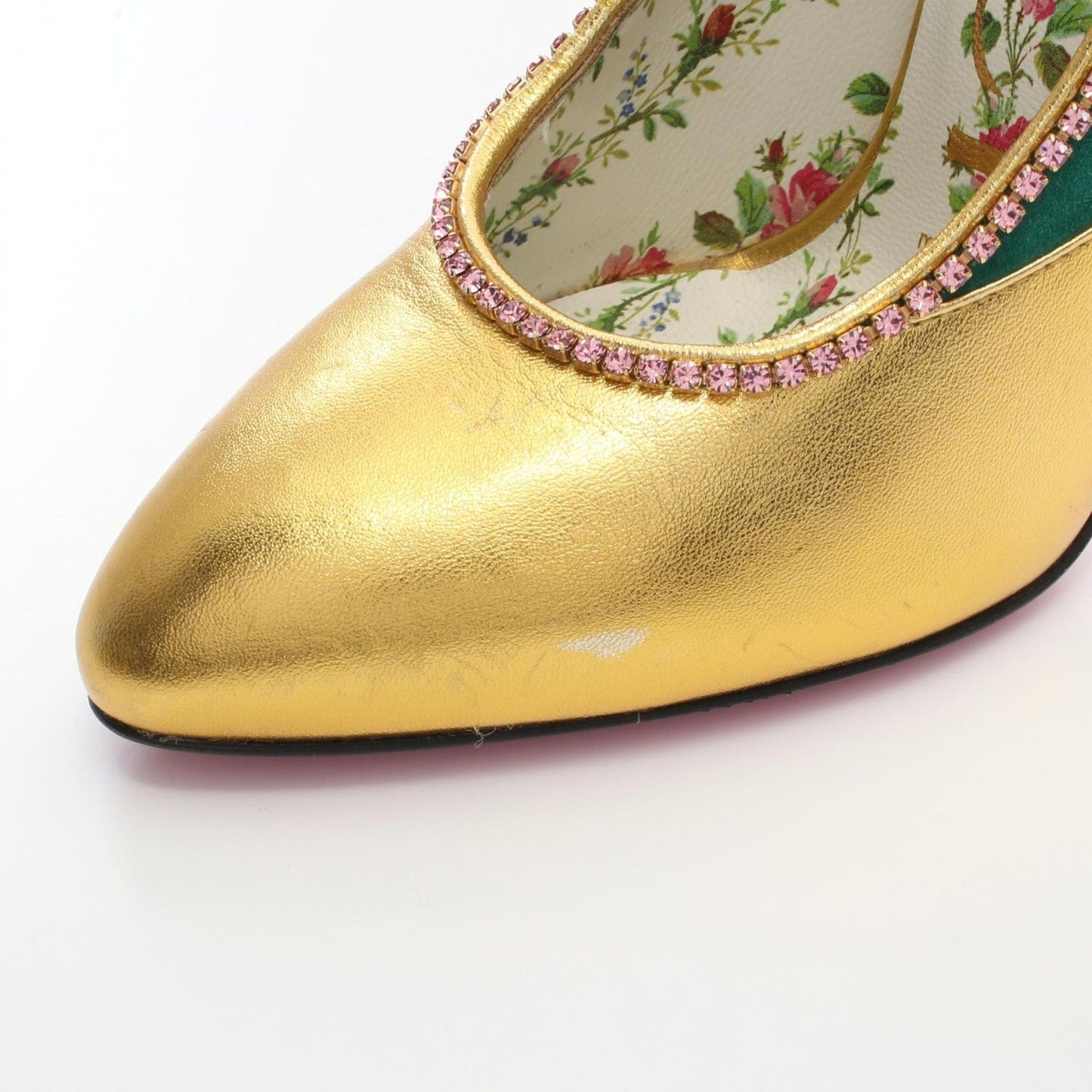 GUCCI Shoes Pumps Heel EU 34.5 US 4.5 Leather Suede Multicolor Authentic