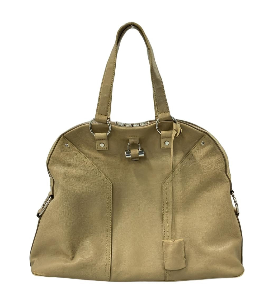 Saint Laurent Hand Bag Tote Purse Y line Beige Authentic