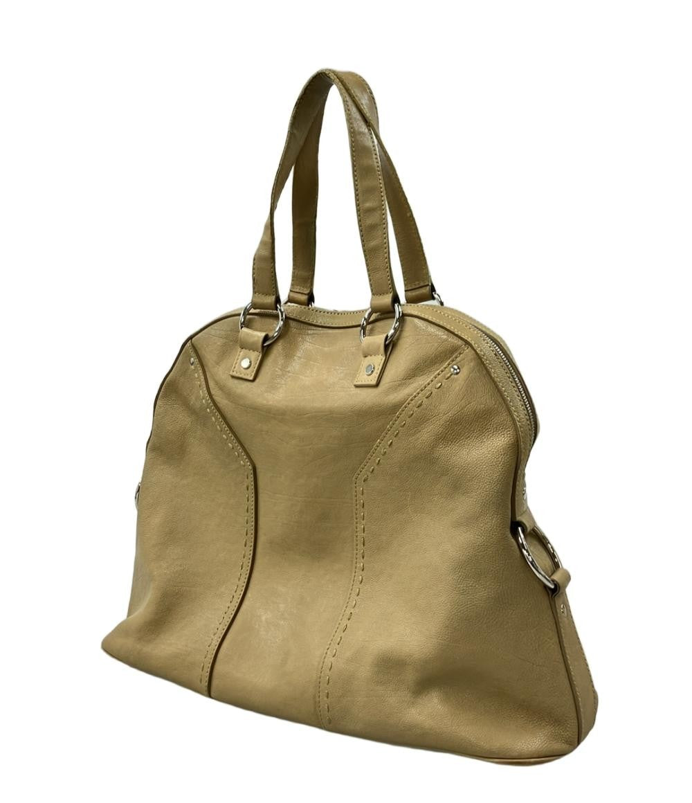 Saint Laurent Hand Bag Tote Purse Y line Beige Authentic