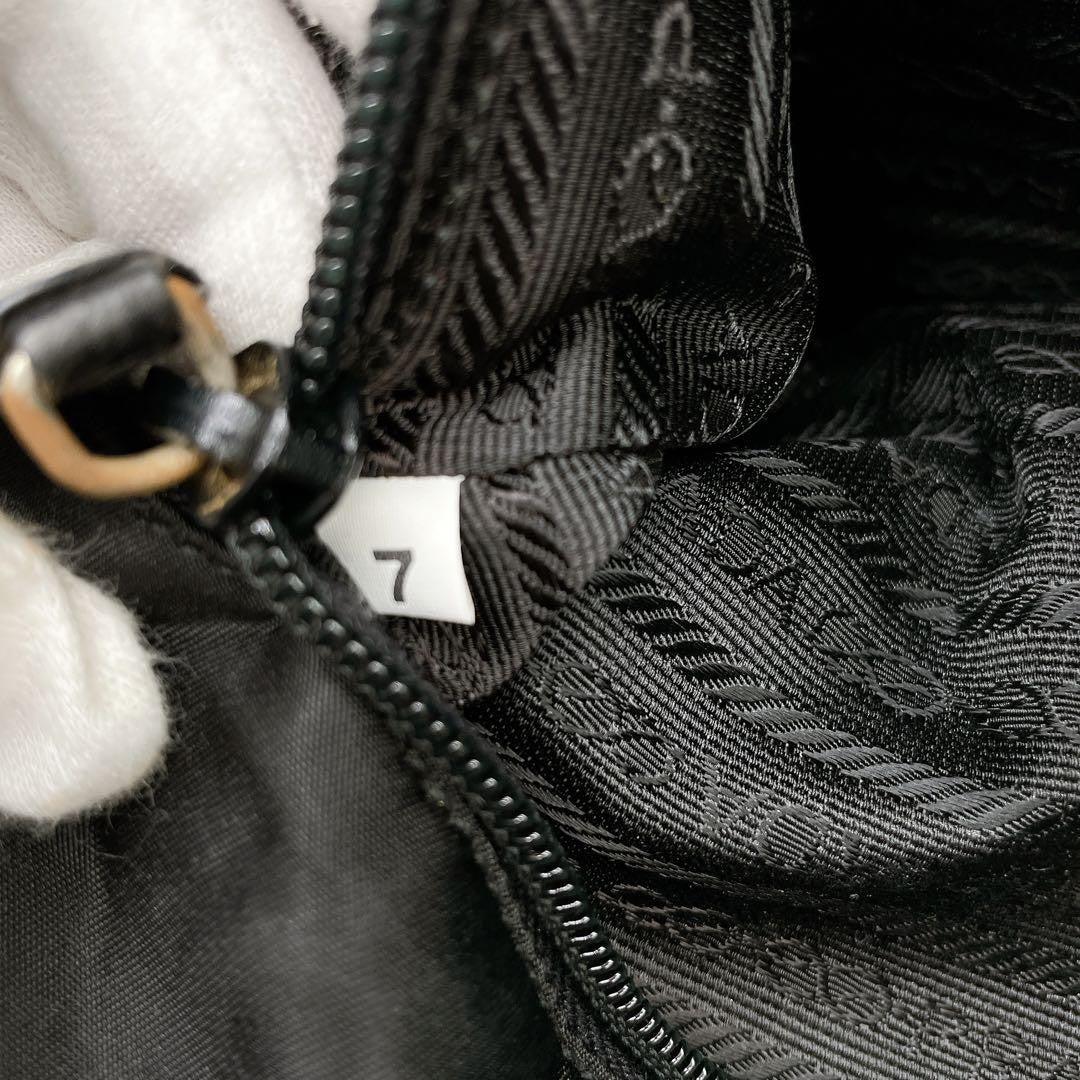 PRADA Bag Logo Hand Tote Purse Leather Black Vintage Authentic