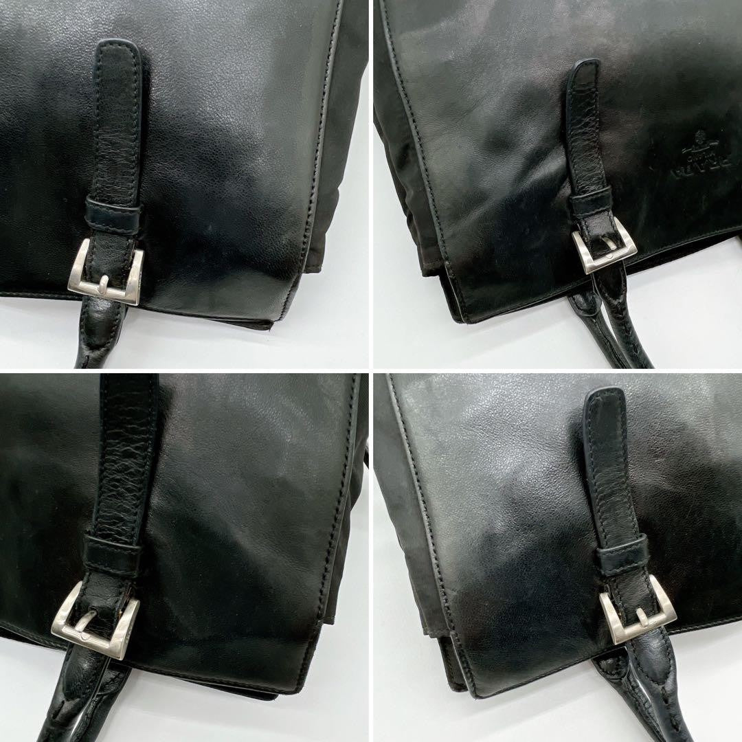 PRADA Bag Logo Hand Tote Purse Leather Black Vintage Authentic