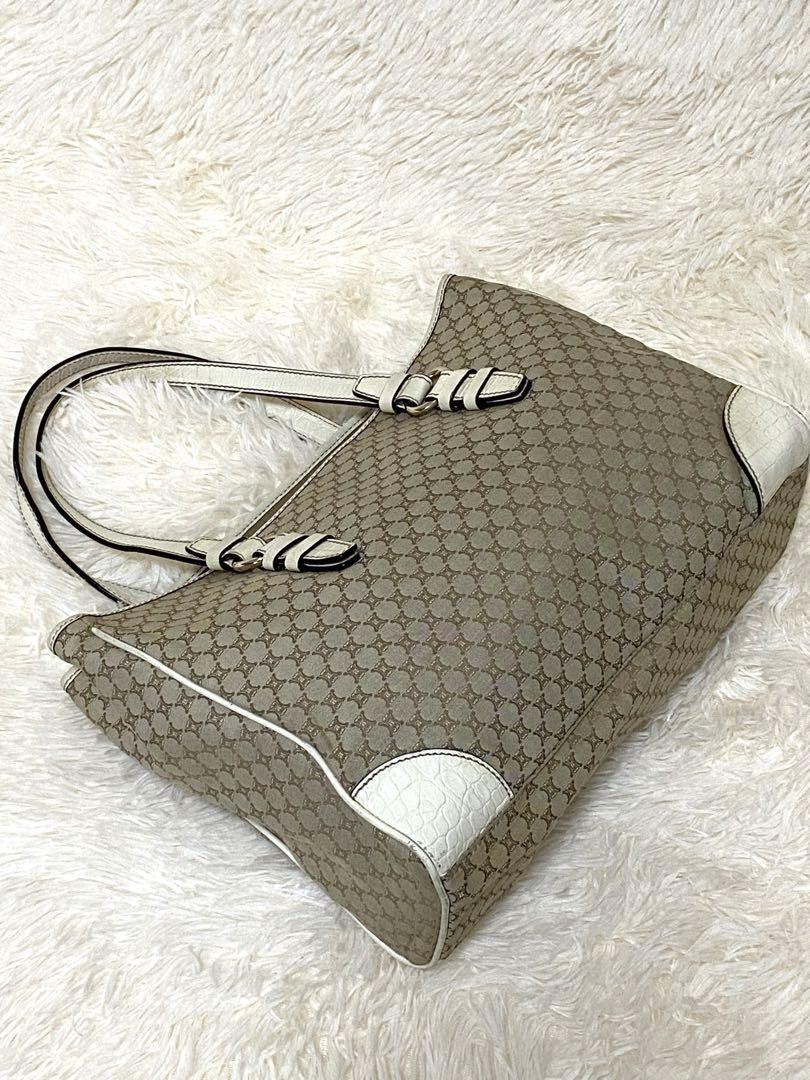 CELINE tote bag Purse Macadam Canvas Leather Beige Women's Used Authentic