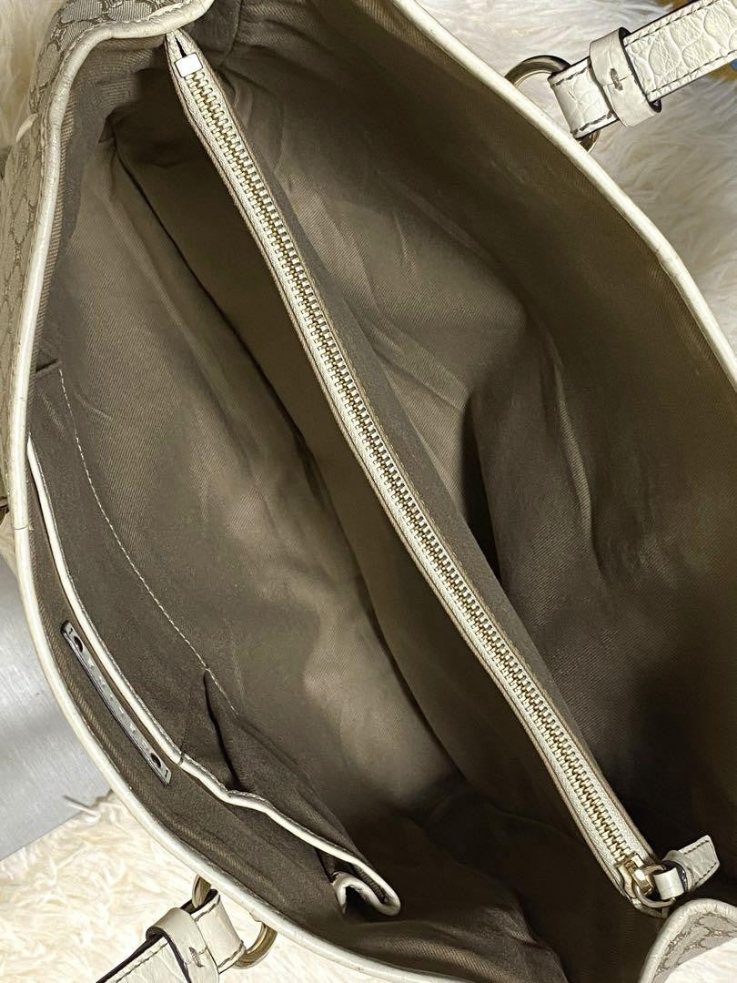CELINE tote bag Purse Macadam Canvas Leather Beige Women's Used Authentic