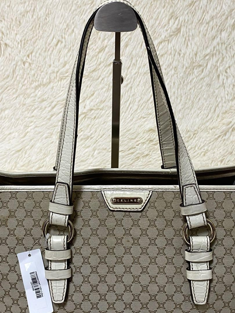 CELINE tote bag Purse Macadam Canvas Leather Beige Women's Used Authentic