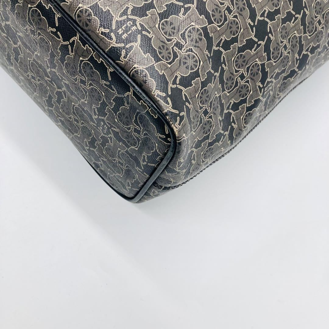 CELINE tote bag Purse Horse carriage Leather convertible Authentic Used Women's
