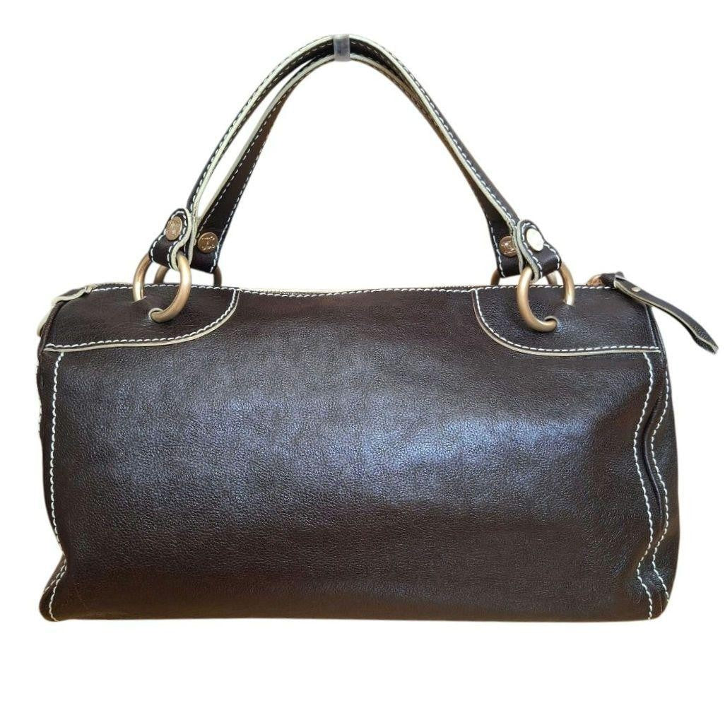 CELINE handbag Purse Triomphe Mini Boston Bag Leather Brown Women's Authentic