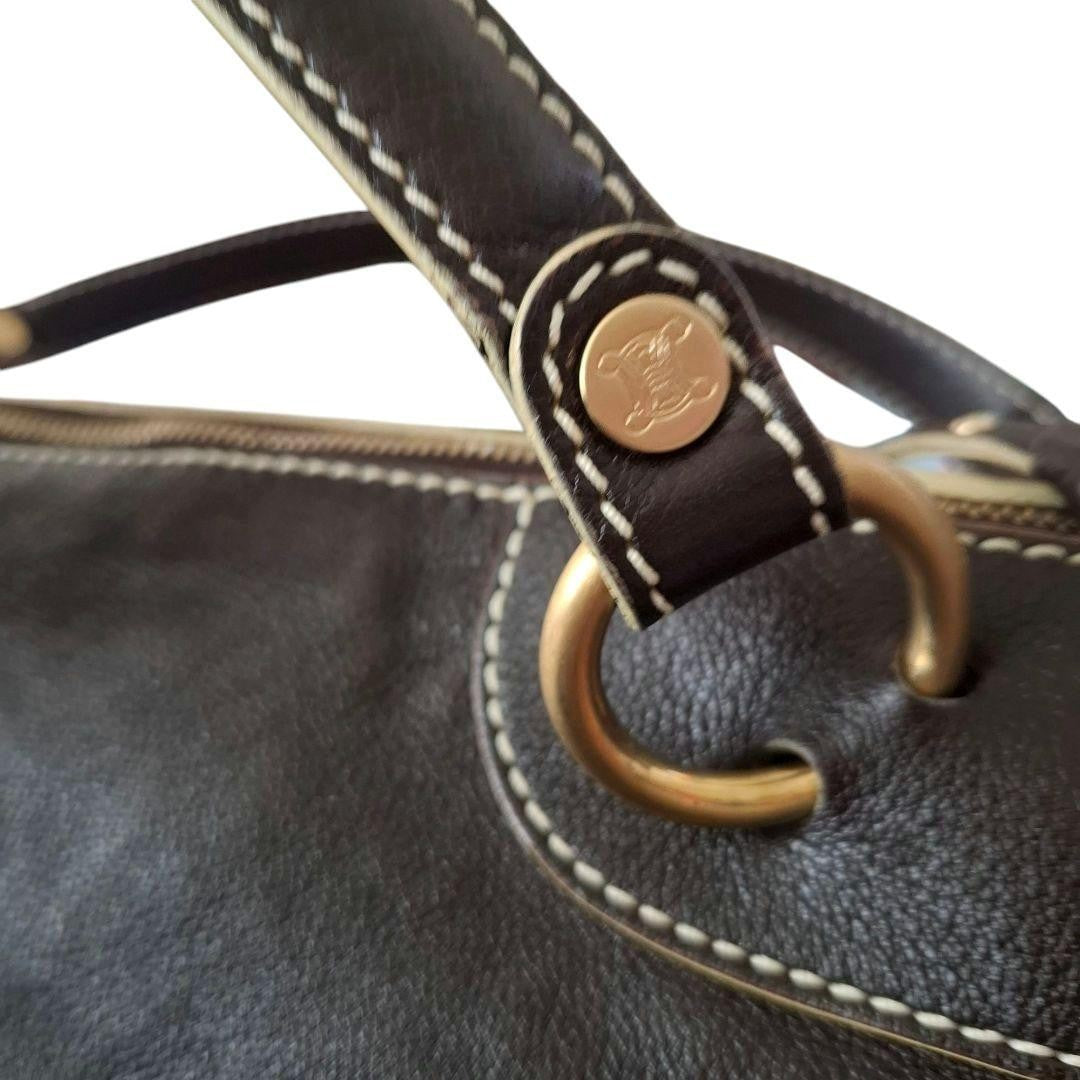 CELINE handbag Purse Triomphe Mini Boston Bag Leather Brown Women's Authentic