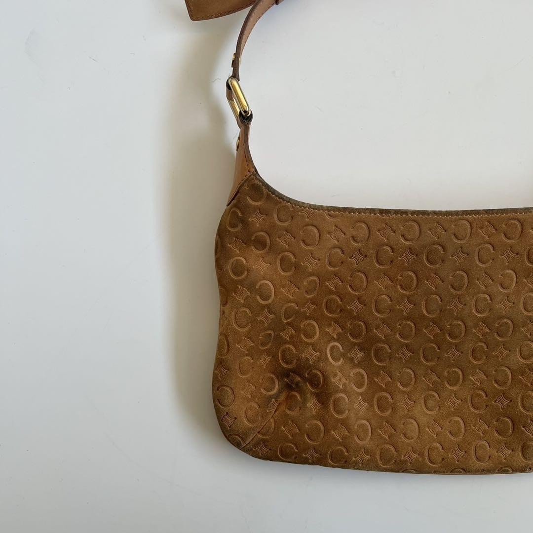 CELINE shoulder bag Purse Macadam Suede Camel Authentic Used Women's