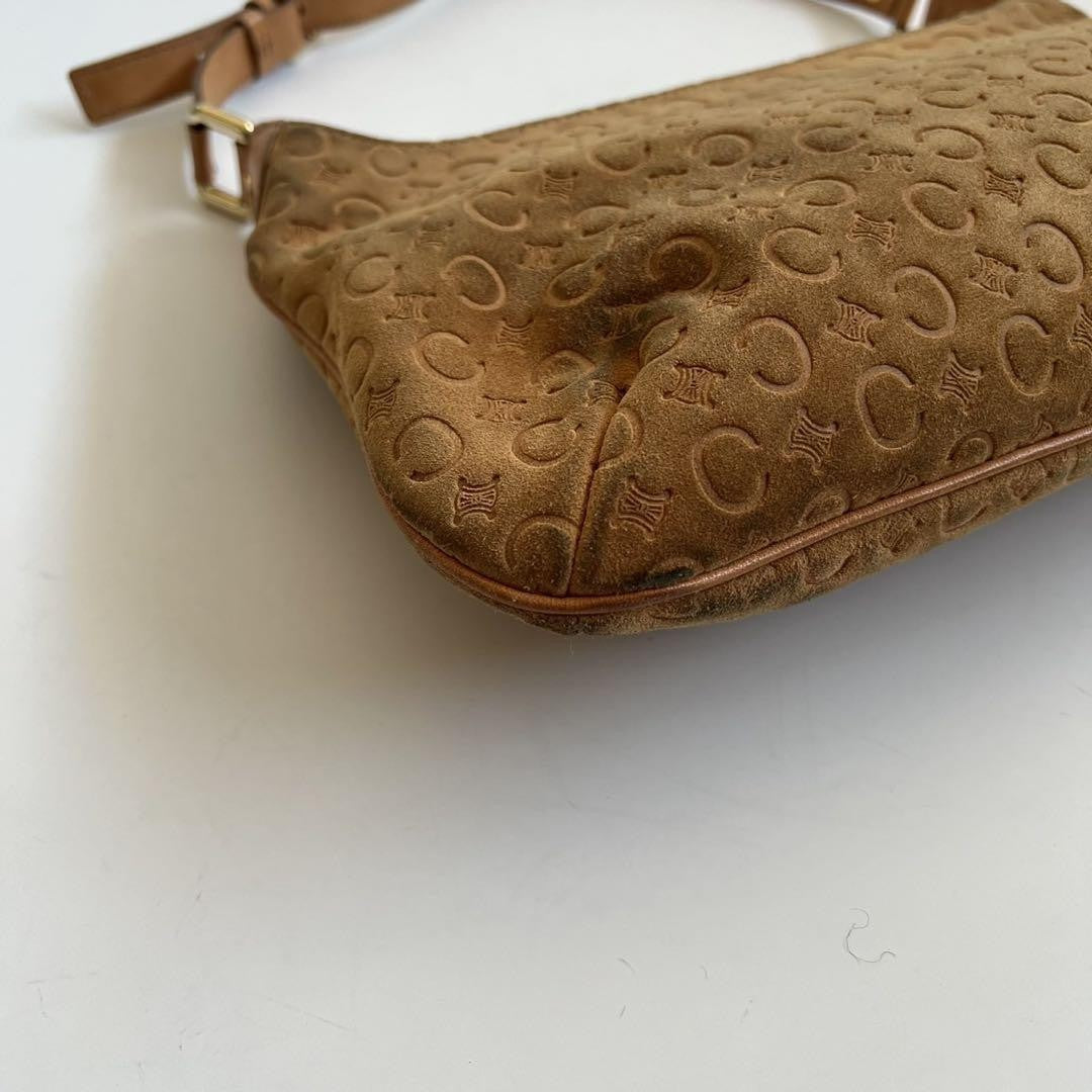 CELINE shoulder bag Purse Macadam Suede Camel Authentic Used Women's