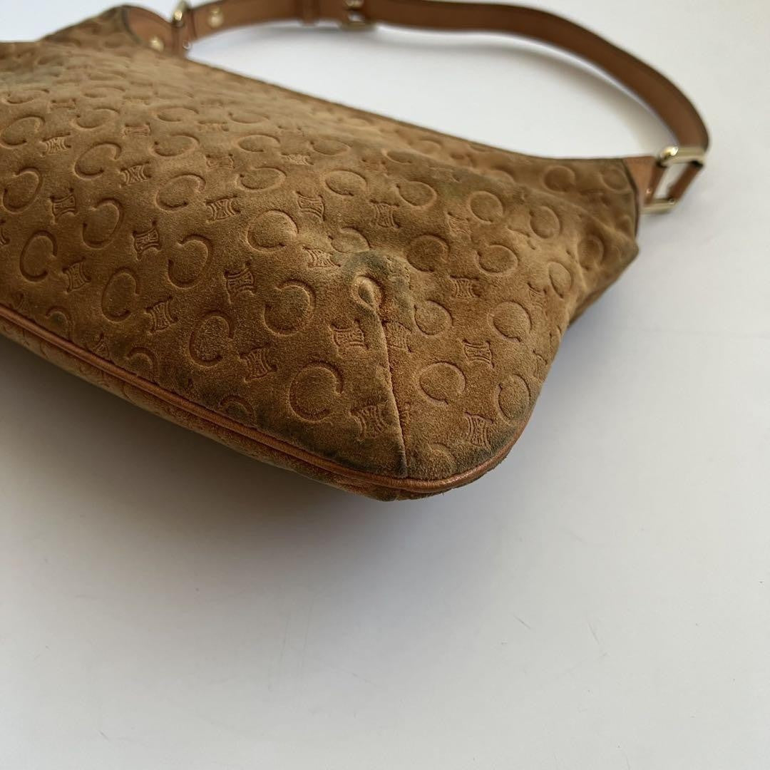 CELINE shoulder bag Purse Macadam Suede Camel Authentic Used Women's