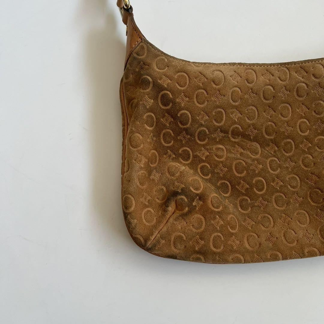 CELINE shoulder bag Purse Macadam Suede Camel Authentic Used Women's