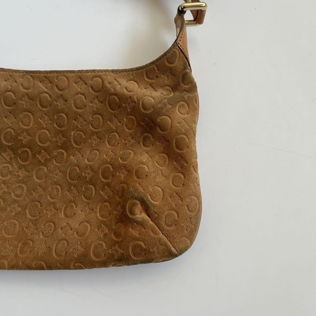 CELINE shoulder bag Purse Macadam Suede Camel Authentic Used Women's