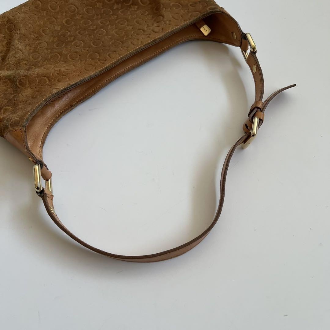 CELINE shoulder bag Purse Macadam Suede Camel Authentic Used Women's