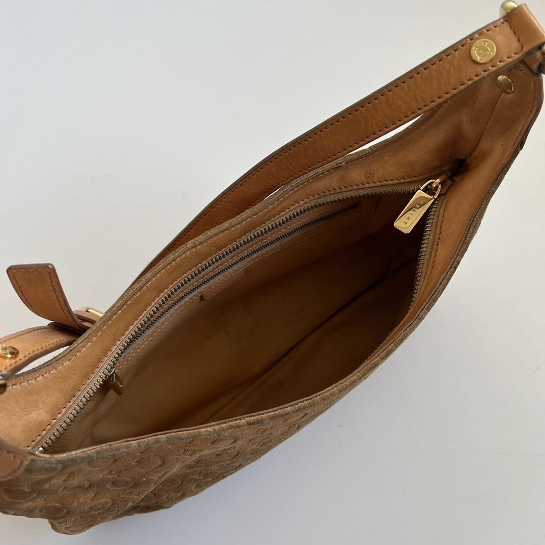 CELINE shoulder bag Purse Macadam Suede Camel Authentic Used Women's