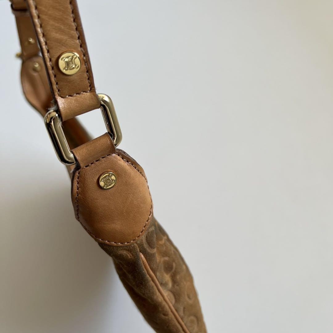 CELINE shoulder bag Purse Macadam Suede Camel Authentic Used Women's