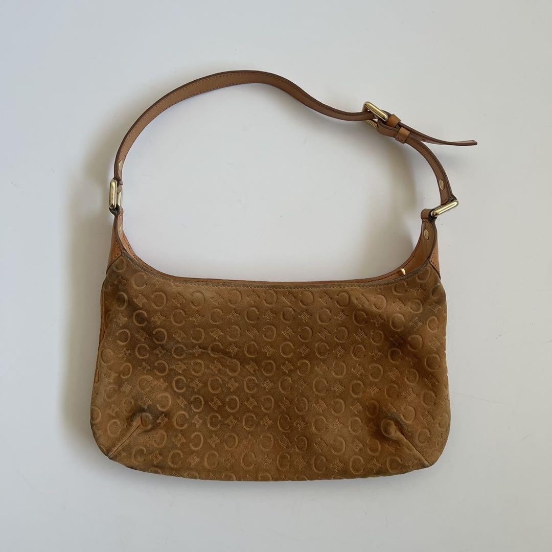 CELINE shoulder bag Purse Macadam Suede Camel Authentic Used Women's