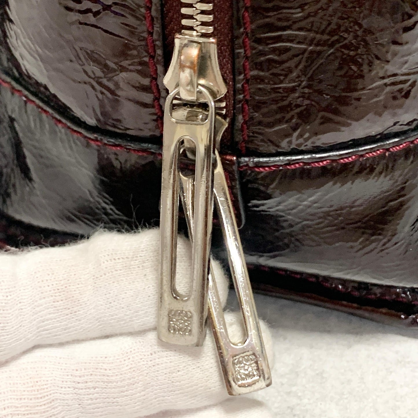LOEWE Bag Amazona Anagram Patent Handbag Tote Purse Patent Used Women's Auth