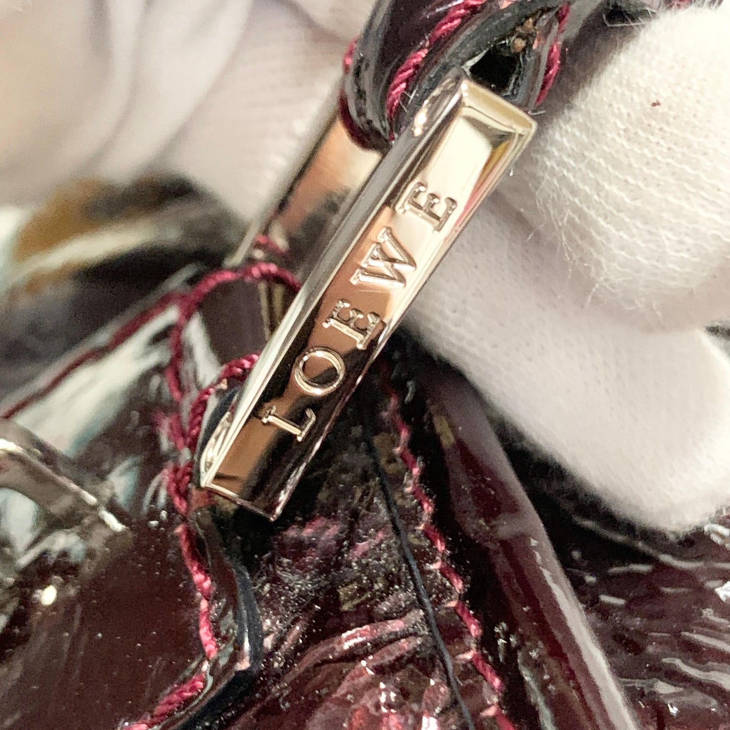 LOEWE Bag Amazona Anagram Patent Handbag Tote Purse Patent Used Women's Auth