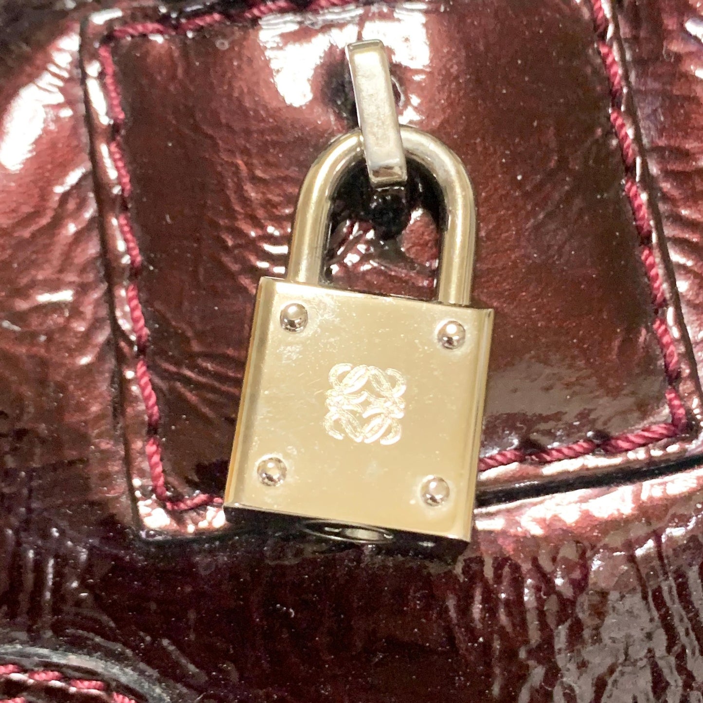 LOEWE Bag Amazona Anagram Patent Handbag Tote Purse Patent Used Women's Auth