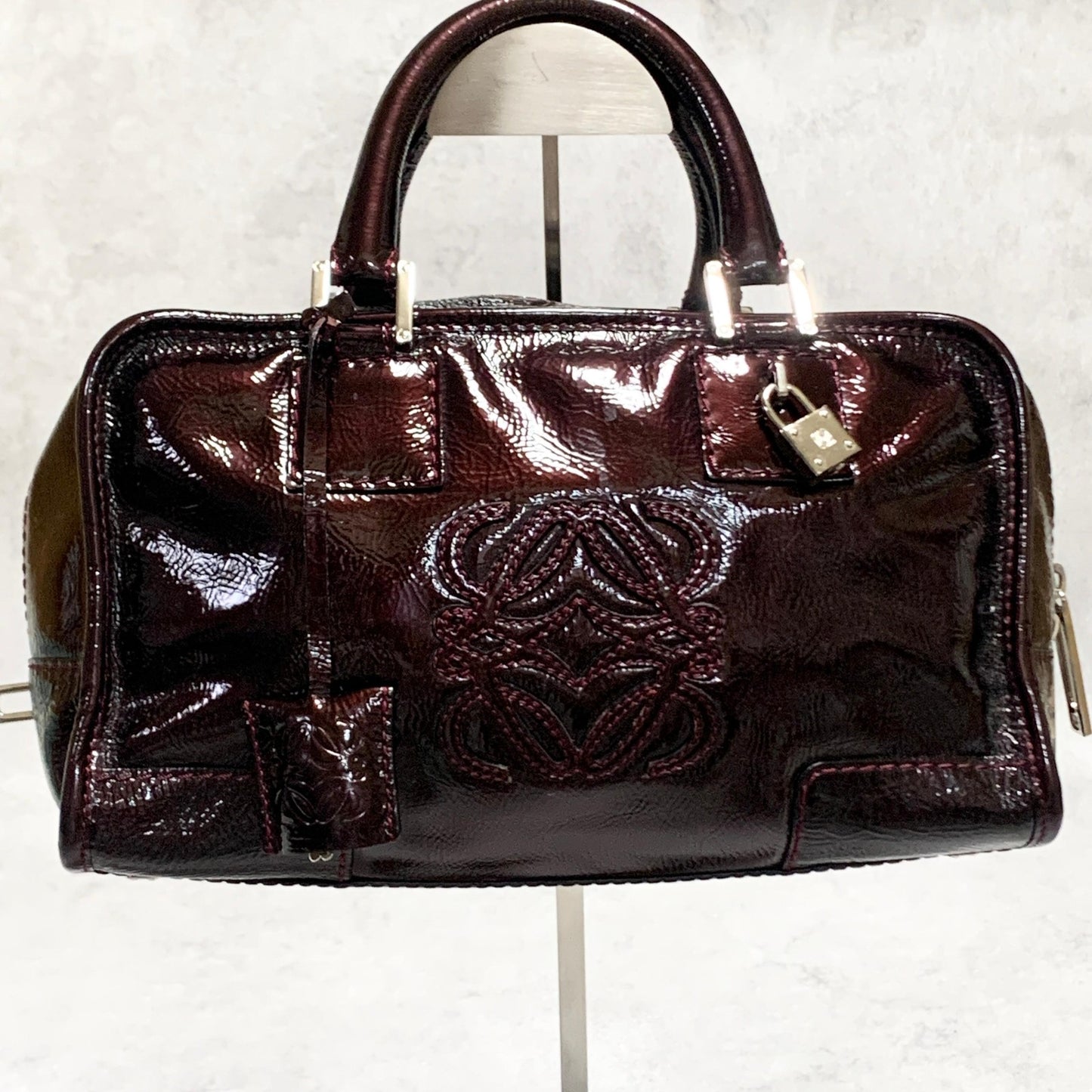 LOEWE Bag Amazona Anagram Patent Handbag Tote Purse Patent Used Women's Auth