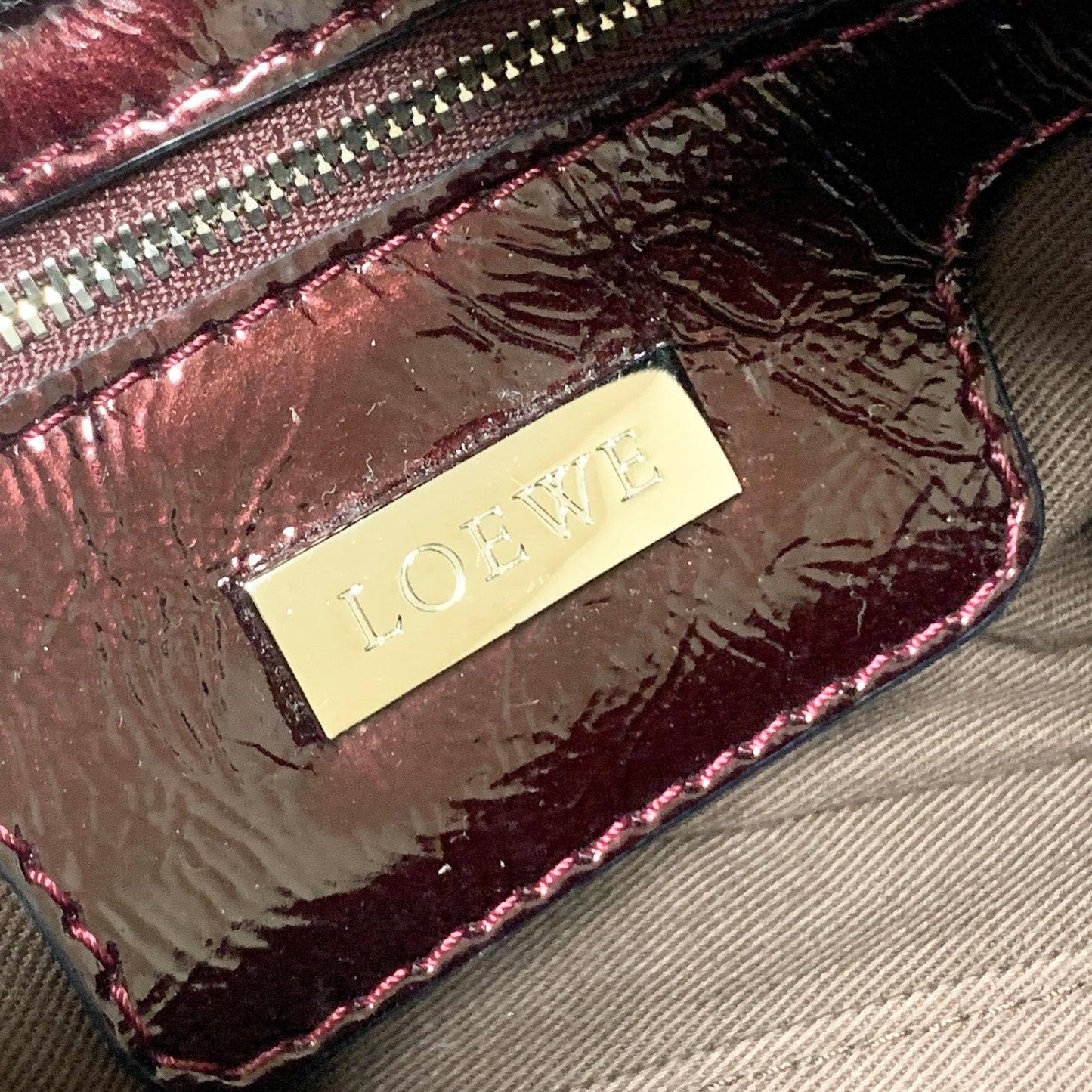 LOEWE Bag Amazona Anagram Patent Handbag Tote Purse Patent Used Women's Auth