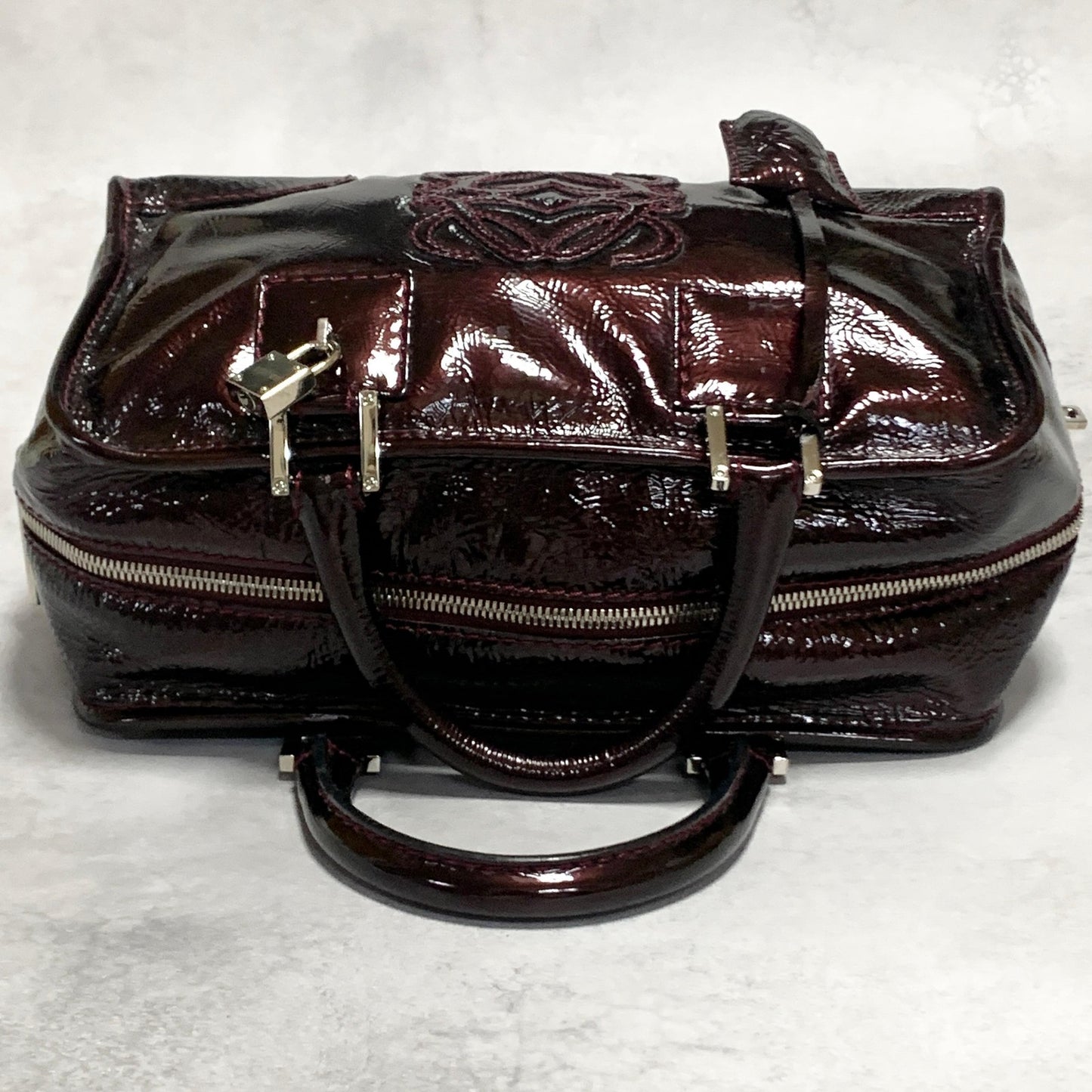 LOEWE Bag Amazona Anagram Patent Handbag Tote Purse Patent Used Women's Auth