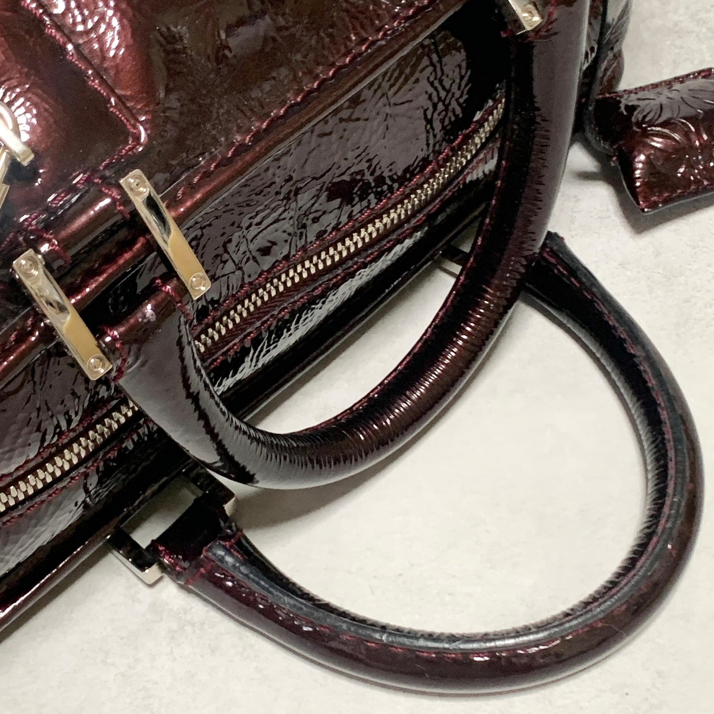 LOEWE Bag Amazona Anagram Patent Handbag Tote Purse Patent Used Women's Auth