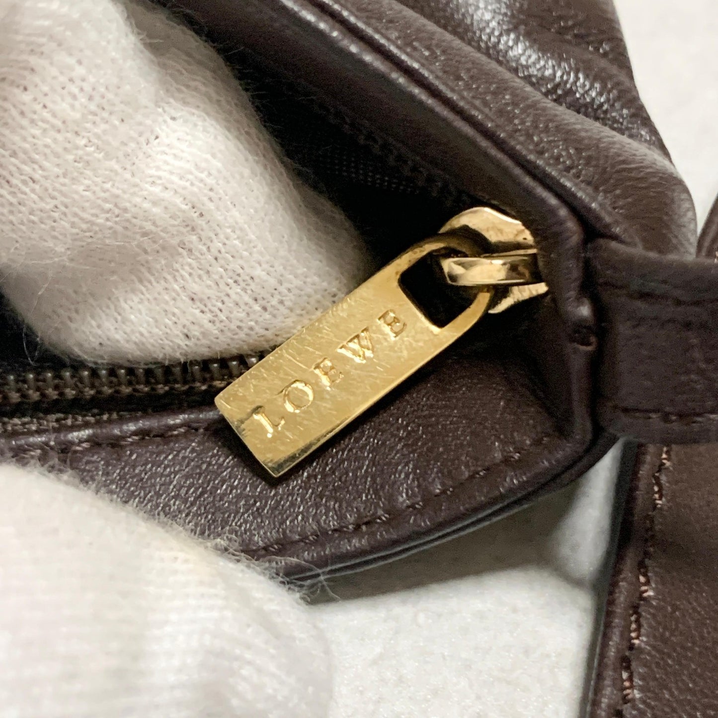 LOEWE Bag Anagram Shoulder Purse Leather Brown Used Women's Authentic