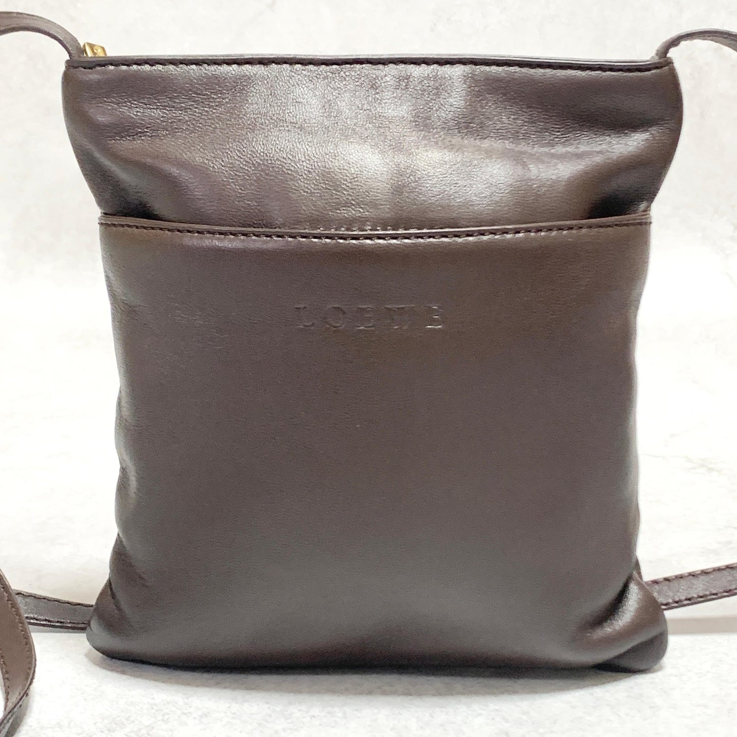 LOEWE Bag Anagram Shoulder Purse Leather Brown Used Women's Authentic
