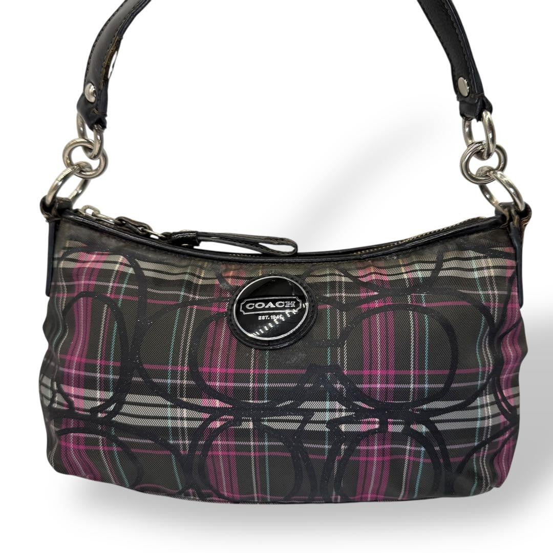 COACH Hand Shoulder Bag Purse Nylon Black Authentic