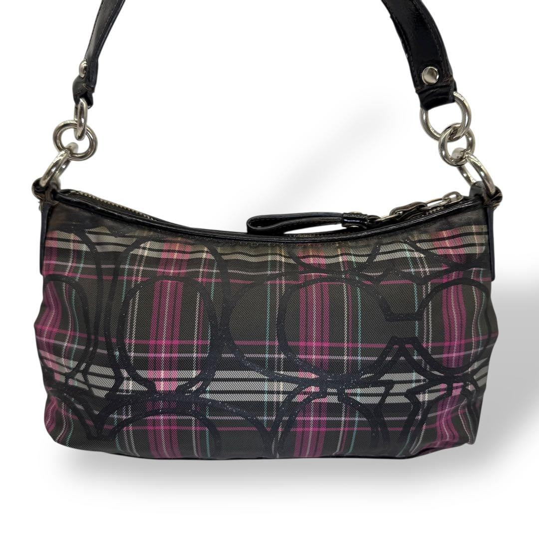 COACH Hand Shoulder Bag Purse Nylon Black Authentic