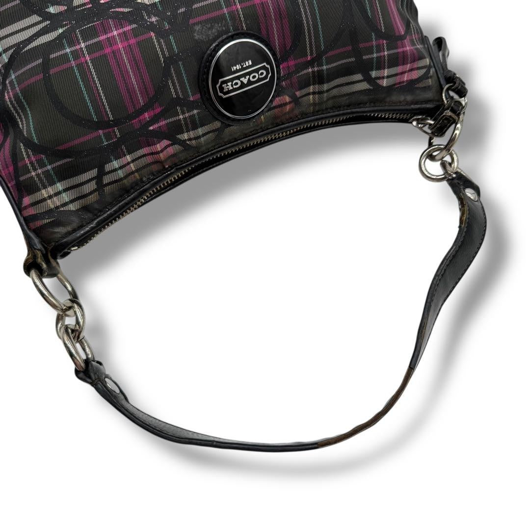 COACH Hand Shoulder Bag Purse Nylon Black Authentic