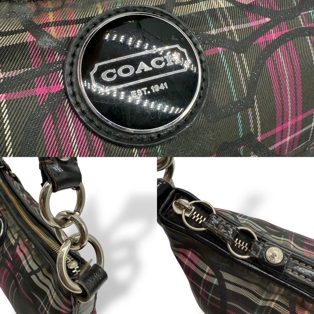 COACH Hand Shoulder Bag Purse Nylon Black Authentic