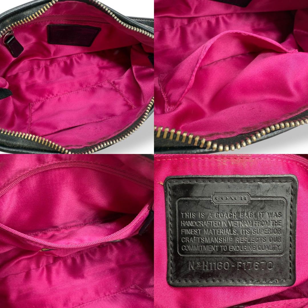 COACH Hand Shoulder Bag Purse Nylon Black Authentic