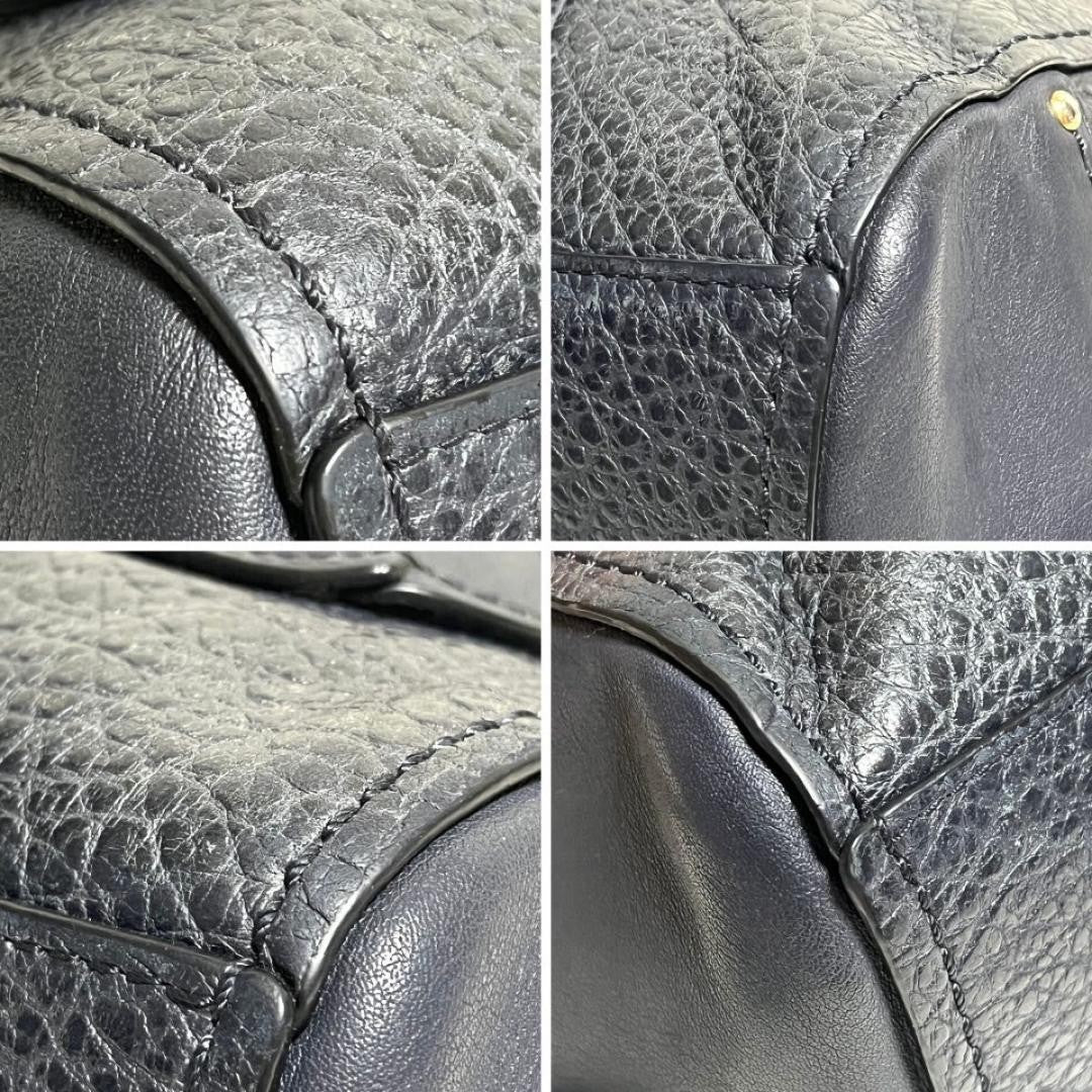 COACH Backpack Hand Shoulder Bag Purse 3way Turn Lock Leather Navy Auth