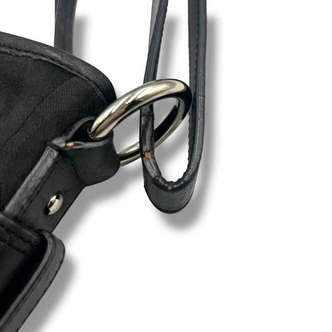 COACH Shoulder Bag Purse Signature Canvas Black Authentic