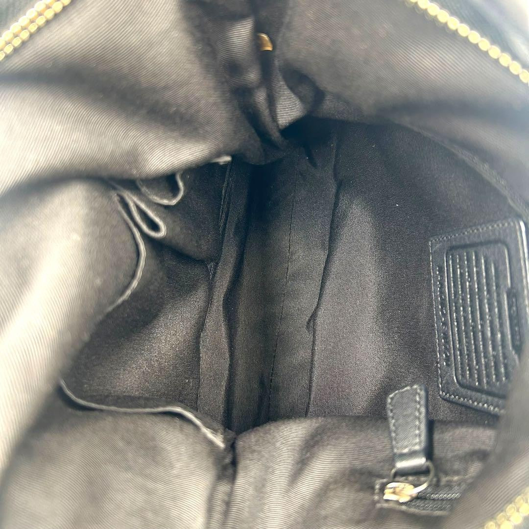COACH Shoulder Bag Purse Signature Canvas Black Authentic