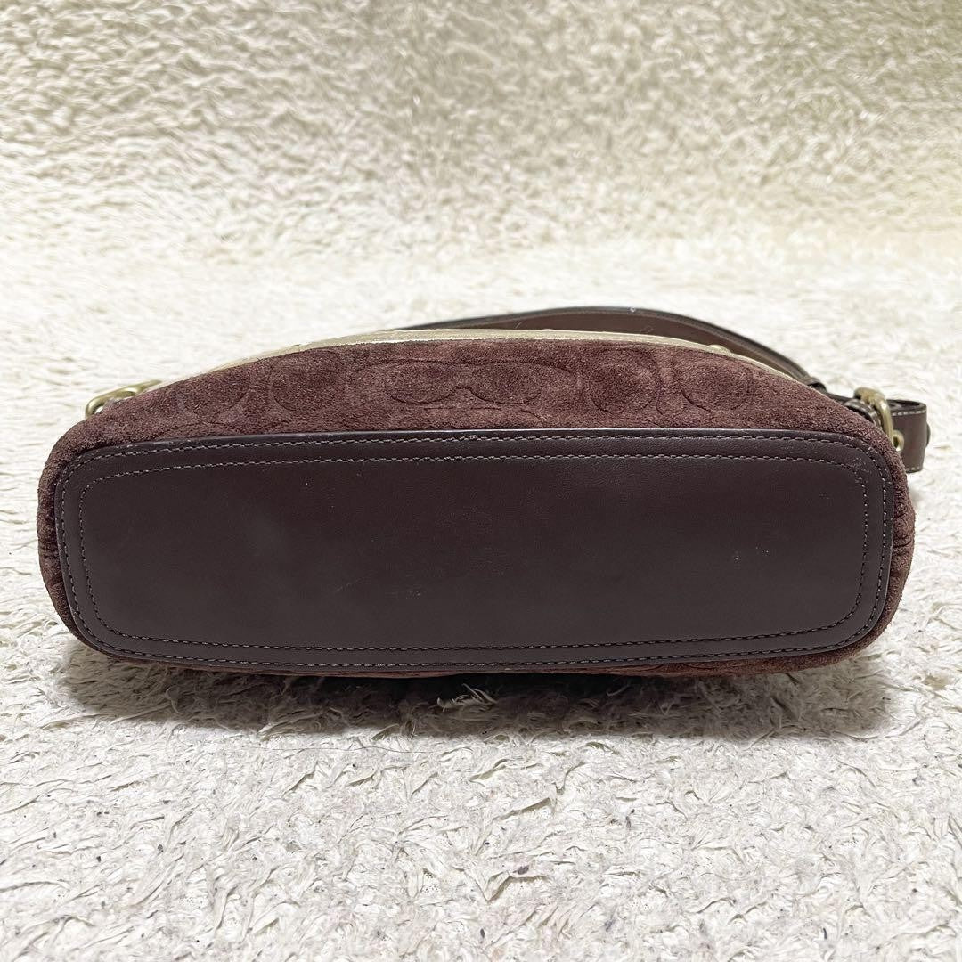 COACH Shoulder Bag Purse Signature Canvas Leather Suede Authentic