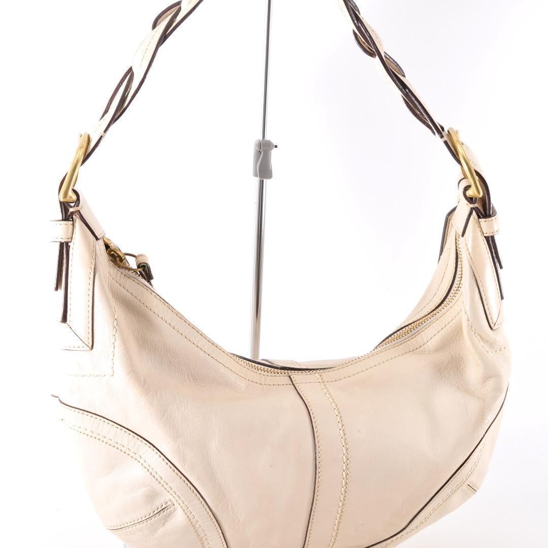 COACH Shoulder Bag Purse White Authentic
