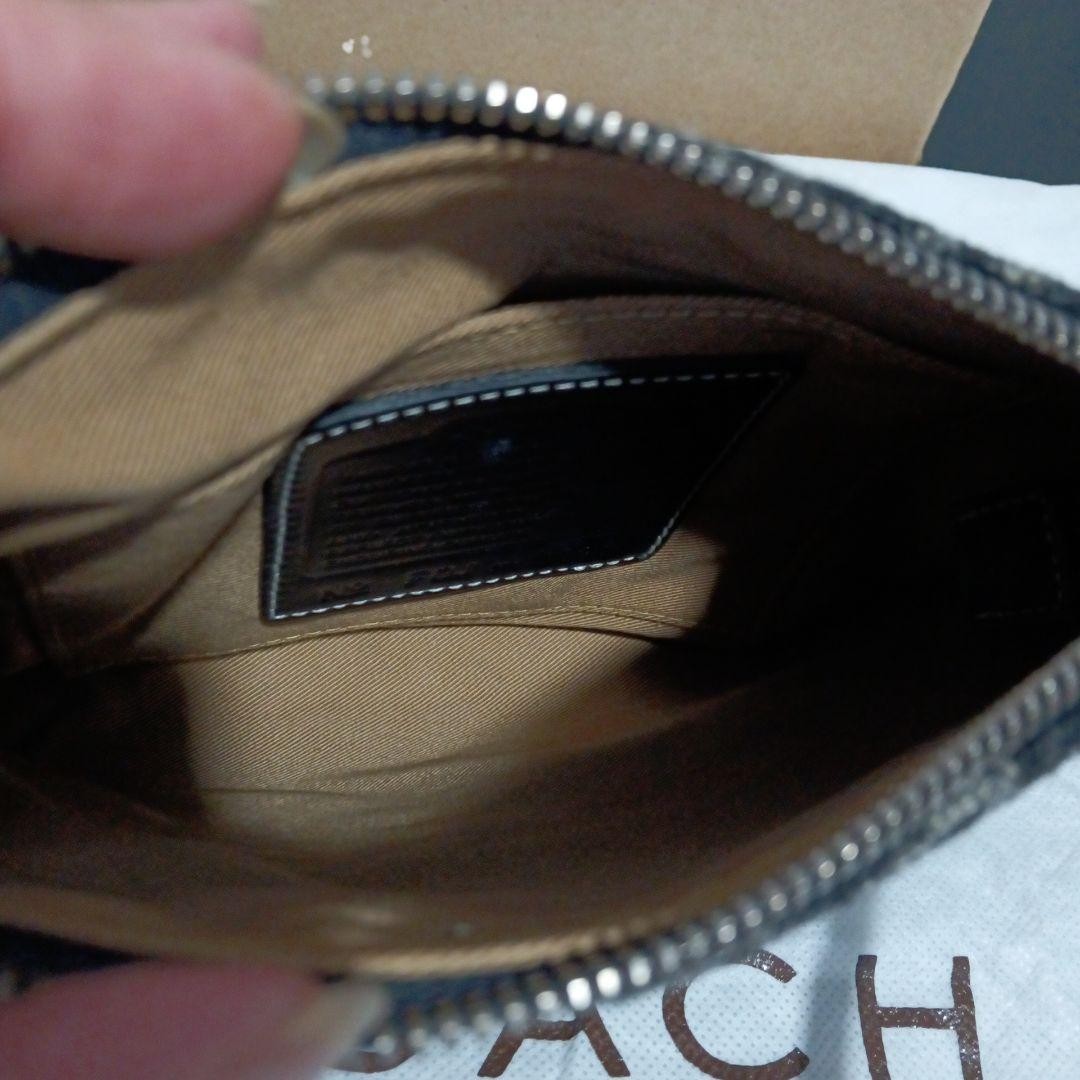 COACH Accessory Pouch Hand Pouch Signature Black Authentic