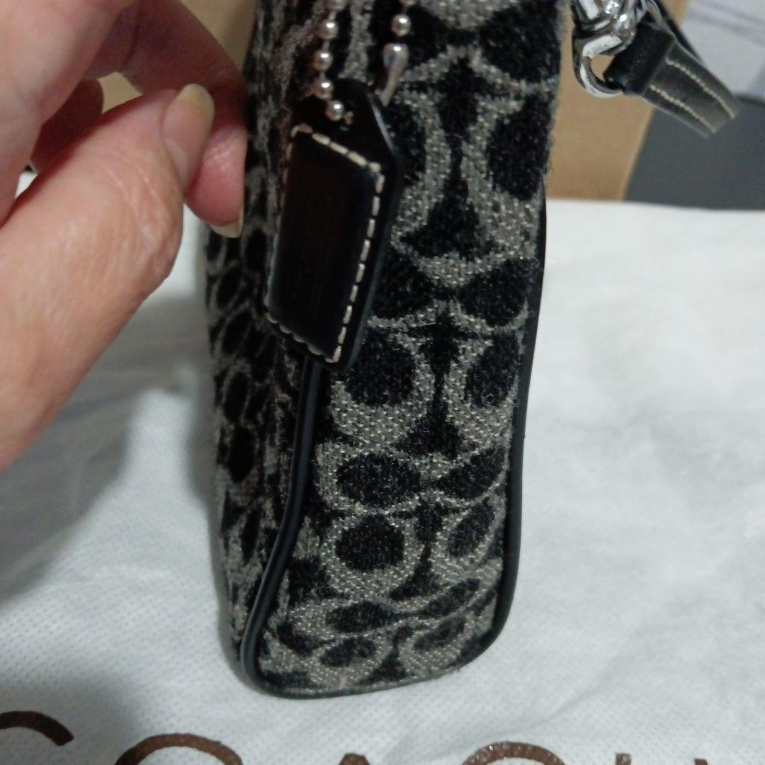COACH Accessory Pouch Hand Pouch Signature Black Authentic